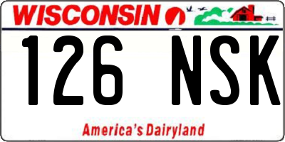 WI license plate 126NSK