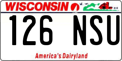 WI license plate 126NSU
