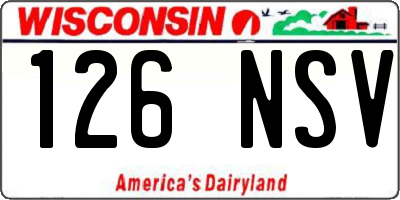 WI license plate 126NSV