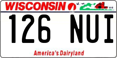WI license plate 126NUI