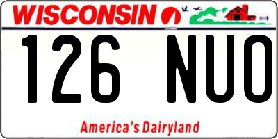WI license plate 126NUO