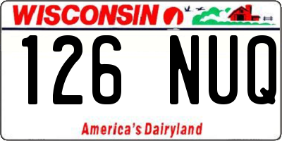 WI license plate 126NUQ