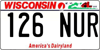 WI license plate 126NUR
