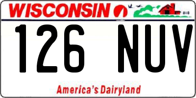 WI license plate 126NUV