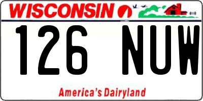 WI license plate 126NUW