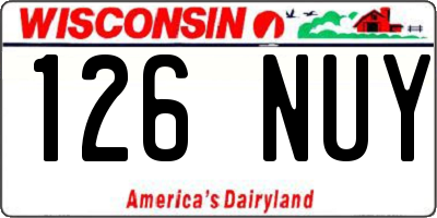 WI license plate 126NUY