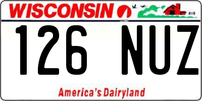 WI license plate 126NUZ