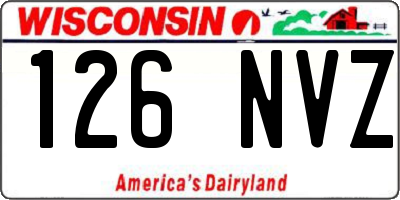 WI license plate 126NVZ