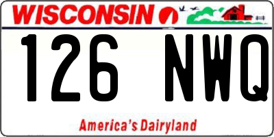 WI license plate 126NWQ