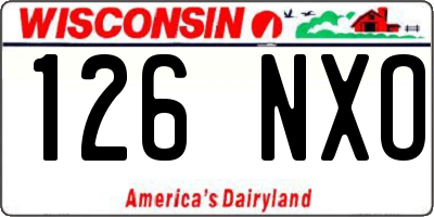 WI license plate 126NXO