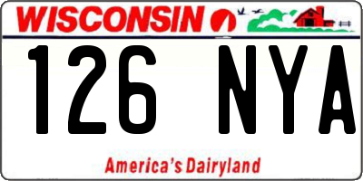 WI license plate 126NYA