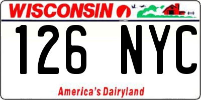 WI license plate 126NYC