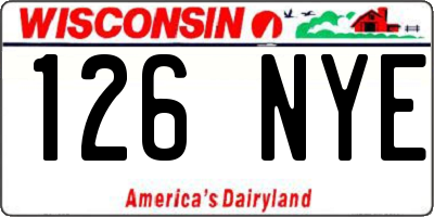 WI license plate 126NYE