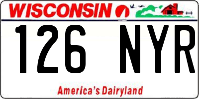 WI license plate 126NYR