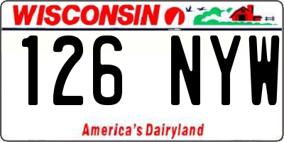 WI license plate 126NYW