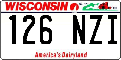 WI license plate 126NZI