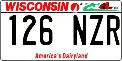 WI license plate 126NZR