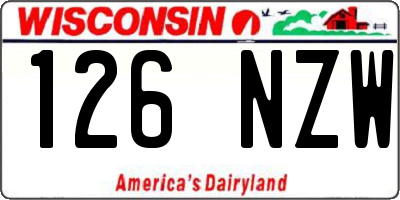 WI license plate 126NZW