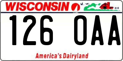 WI license plate 126OAA