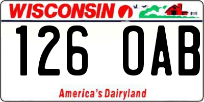 WI license plate 126OAB