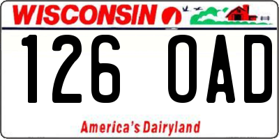 WI license plate 126OAD