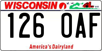 WI license plate 126OAF