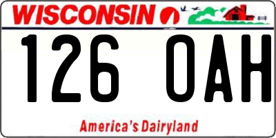 WI license plate 126OAH