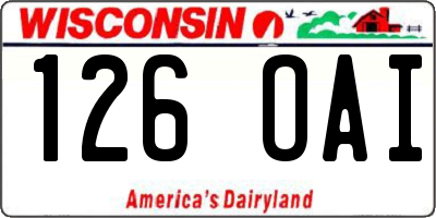 WI license plate 126OAI
