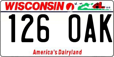 WI license plate 126OAK
