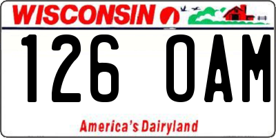 WI license plate 126OAM