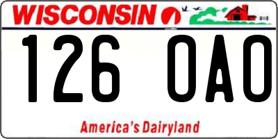 WI license plate 126OAO