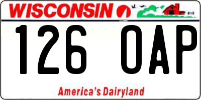 WI license plate 126OAP