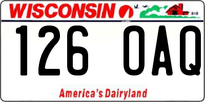 WI license plate 126OAQ