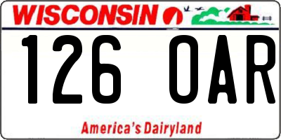 WI license plate 126OAR