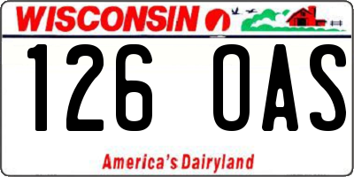 WI license plate 126OAS