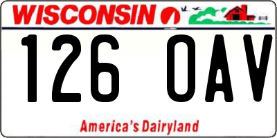 WI license plate 126OAV