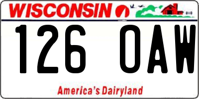 WI license plate 126OAW