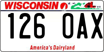 WI license plate 126OAX