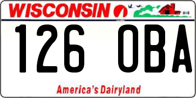 WI license plate 126OBA