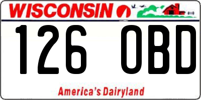 WI license plate 126OBD
