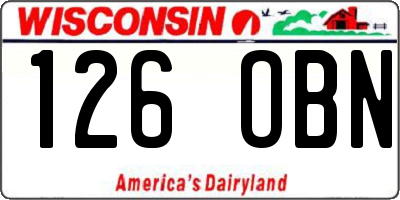 WI license plate 126OBN