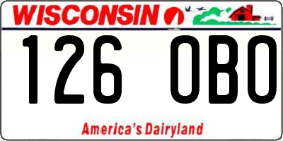 WI license plate 126OBO