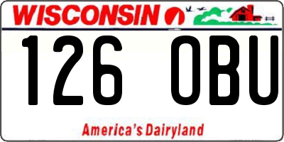 WI license plate 126OBU