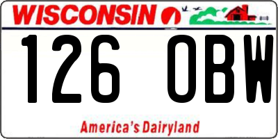 WI license plate 126OBW