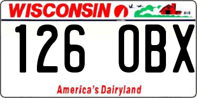 WI license plate 126OBX