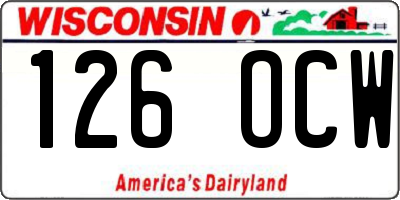 WI license plate 126OCW