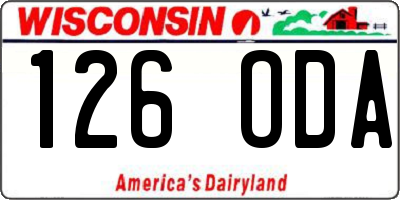 WI license plate 126ODA