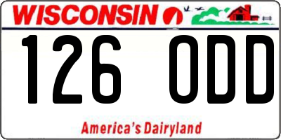 WI license plate 126ODD