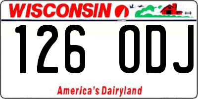 WI license plate 126ODJ