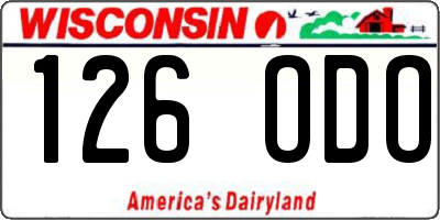 WI license plate 126ODO